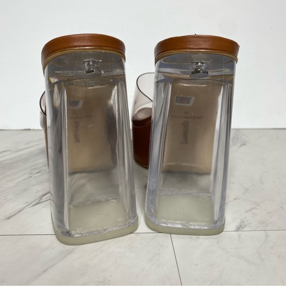 New! Larroude Dolly Lucite Clear Vinyl Brown Platform Sandal 9 - Picture 4 of 14